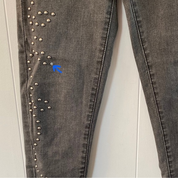 Levi’s Mile High Super Skinny Grey Embellished Ankle Black Studded Rise Premium - Picture 14 of 14